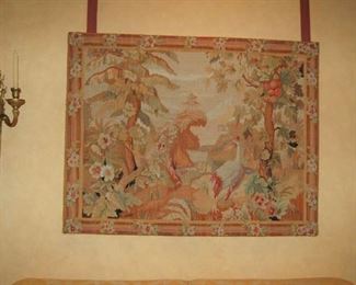Early 19th Century tapestry flanked by dore´sconces