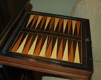 Backgammon board in octagon cabinet