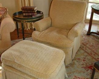 Custom upholstered chair and ottoman 