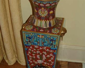 One of large Cloisonné urns, sold separately 