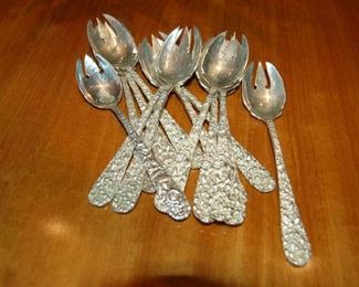 Sterling silver "Rose" ice cream forks  by Stiff Co.