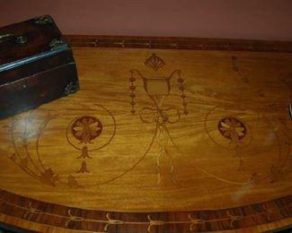 Inlaid demilune table