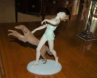 "Running Lady with Saluki Dog" by Rosenthal