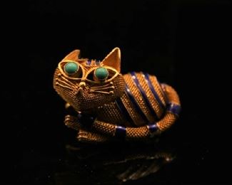 Vermeil Cat Pin 