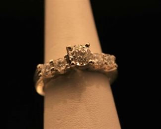 14K Gold and Diamond Ring, center stone .6 Carat