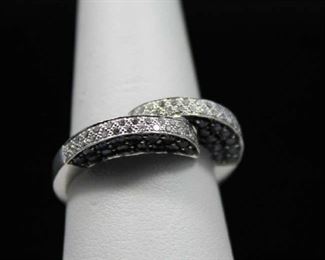 14K Sapphire and Diamond Freeform Ring