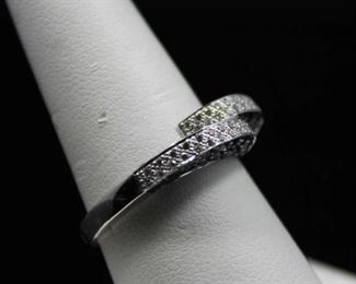 14K Sapphire and Diamond Freeform Ring
