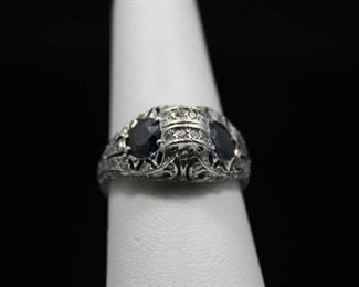 14K Gold Sapphire and Diamond Vintage Ring