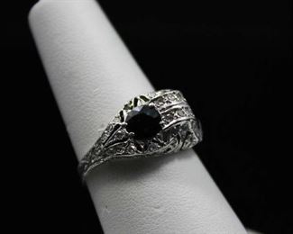 4K Gold Sapphire and Diamond Vintage Ring