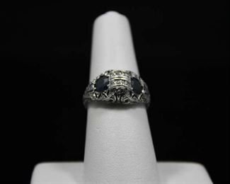 4K Gold Sapphire and Diamond Vintage Ring