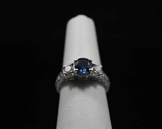14K Sapphire Ring with Diamonds .5 Carat TW