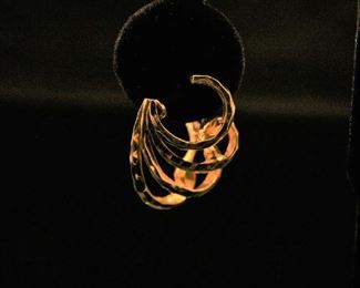 18K Gold H. Dunay Fan Shape Earrings 