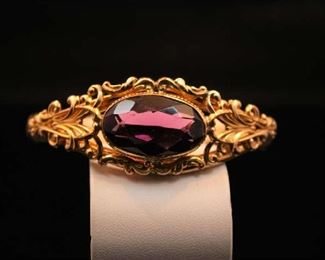 Rolled Gold Amethyst Bangle