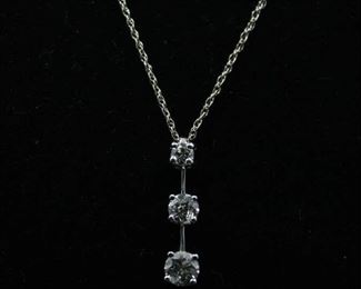 3 Stone Diamond Journey Pendant 1 carat total weight in White Gold