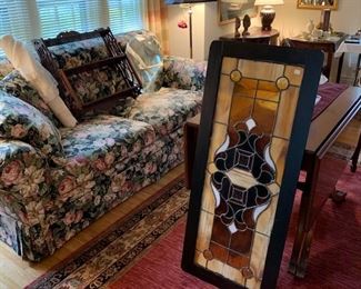Framed Antique Stained Glass Window
