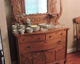 Dining Buffet oak mirror felt lined drawers