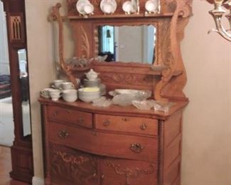 Dining Buffet oak mirror felt lined drawers