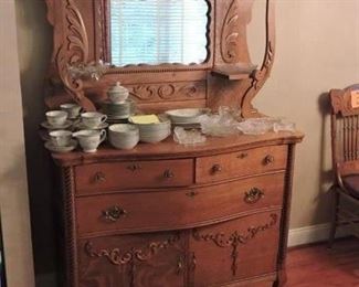Dining Buffet oak mirror felt lined drawers