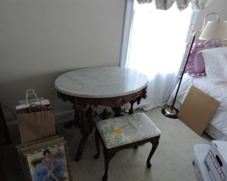 Parlor side table marble top very ornate