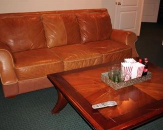 Leather Sofa and Coffee Table