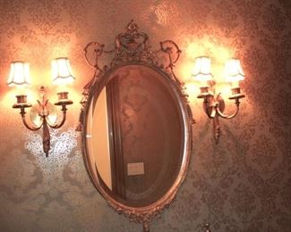 Mirror and Pair of Sconces
