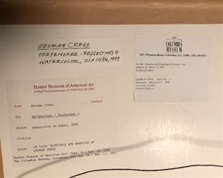 George Cress "Okefenokee Reflections 4" Watercolor. Exhibited at both the Hunter and Columbus Museum