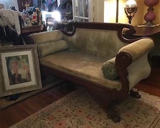 Antique Carved Swan Empire Settee