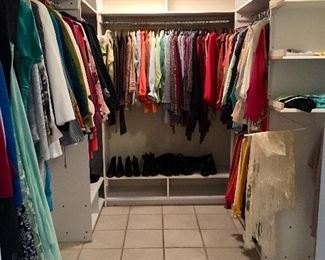 6 Closets full, 2 Clothes Racks with Designer clothes and more...
Chanel, Ming Wang, St John, Feraud, Eileen Fisher, Dana Buckman, Lauren and more.....