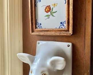 Pig statue plus ceramic  tile
