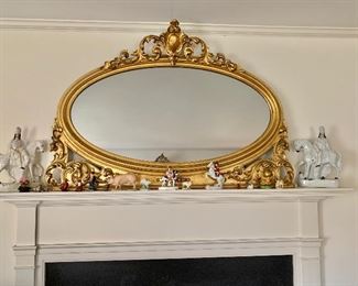 Gold framed mirror plus collectibles