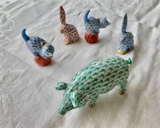 Herand cat, rabbit and pig figurines