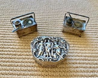 Sterling box and salt and pepper shakers