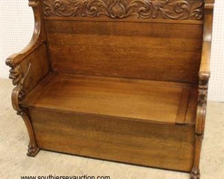  ANTIQUE Quartersawn Oak Carved with Wing Griffin Arms Lift Top Hall Bench

Auction Estimate $400-$800 – Located Inside 