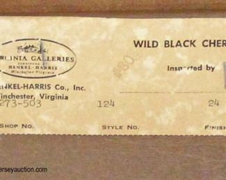  SOLID Wild Black Cherry “Henkel Harris Furniture – Virginia Galleries”

Bracket Foot Low Chest with Mirror

Auction Estimate $400-$800 – Located Inside 