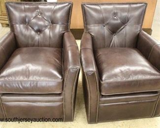  NEW “Hooker Furniture” NICE PAIR of Brown Leather Swivel Club Chairs

Auction Estimate $400-$600 – Located Inside 