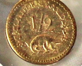  1852 California ½ Gold Coin

Auction Estimate $100-$300 – Located Glassware 