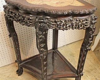 ANTIQUE Highly Carved Hardwood Asian Marble Top Corner Stand and Plant Stand

Auction Estimate $200-$400 – Located Inside

 