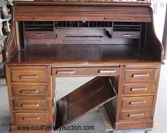 NICE ANTIQUE All Original Oak “S” Roll Top Desk with Panel Sides and Privacy Board

Auction Estimate $200-$400 – Located Inside