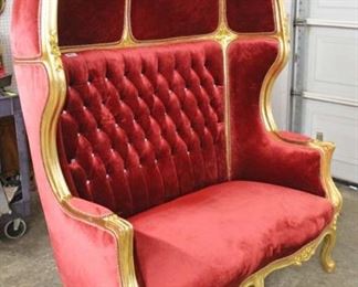 Red Upholstered Button Tufted Painted Gold Frame Hooded Porter Bench

Auction Estimate $400-$800 – Located Inside