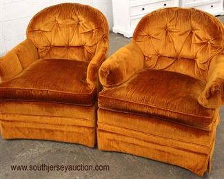 PAIR of Mid Century Button Tufted Lounge Chairs in the Hot Color Orange

Auction Estimate $200-$400 – Located Inside