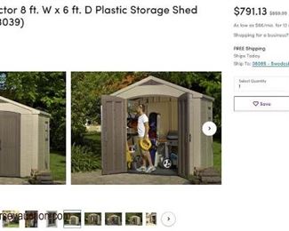  NEW Factor Plastic Storage Shed Model #213039 (1 Box Kit)

approximately 8’x 6’ inside and 101”x71.5”x95.5” outside

Auction Estimate $200-$400- Located Field

  