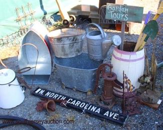  Selection of Primitive Yard Tools, Signs, Galvanized Buckets, and much more

Auction Estimate $20-$100 – Located Field 