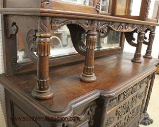  ANTIQUE VERY IMPRESIVE Oak Monumental Highly Carved Sideboard China all Original Finish, Original Hardware in Original Found Condition Attributed to R.J. Horner

Auction Estimate $1000-$3000 – Located Inside 
