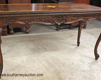  BEAUTIFUL Mahogany Highly Inlaid and Banded Carved Shell Carved Extension Table

35”x58 ½” Open 24”x58 ½” Closed

Auction Estimate $200-$400 – Located Inside 