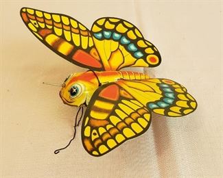 Vintage Tin Friction Butterfly Toy