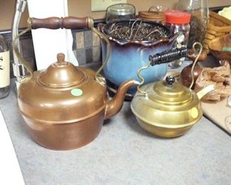 Antique Copper and Brass Teapots