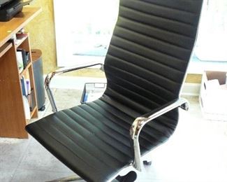 Black Leather and Chrome office chair