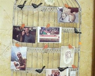 Whimiscal birdcage photo holder