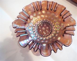 Ruffled Carnival Glass Bowl