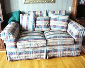 Loveseat by Rust & Martin in Plaid Ribbon Upholstery